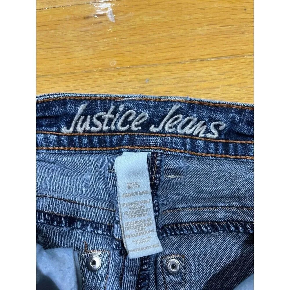 Girls Justice Premium Jeans Size 12P Boot Cut Stretch Mid Rise Denim
